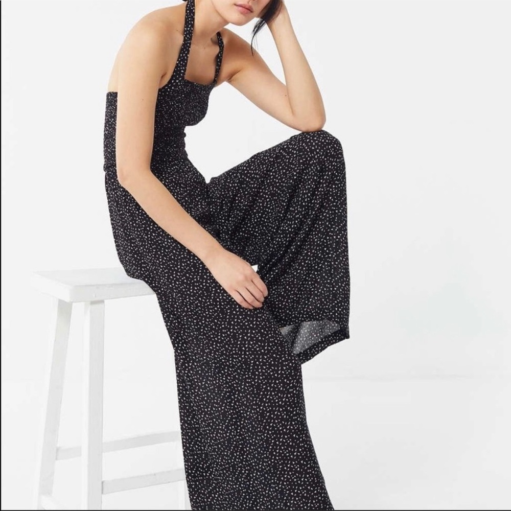 Black and white print UO halter jumpsuit